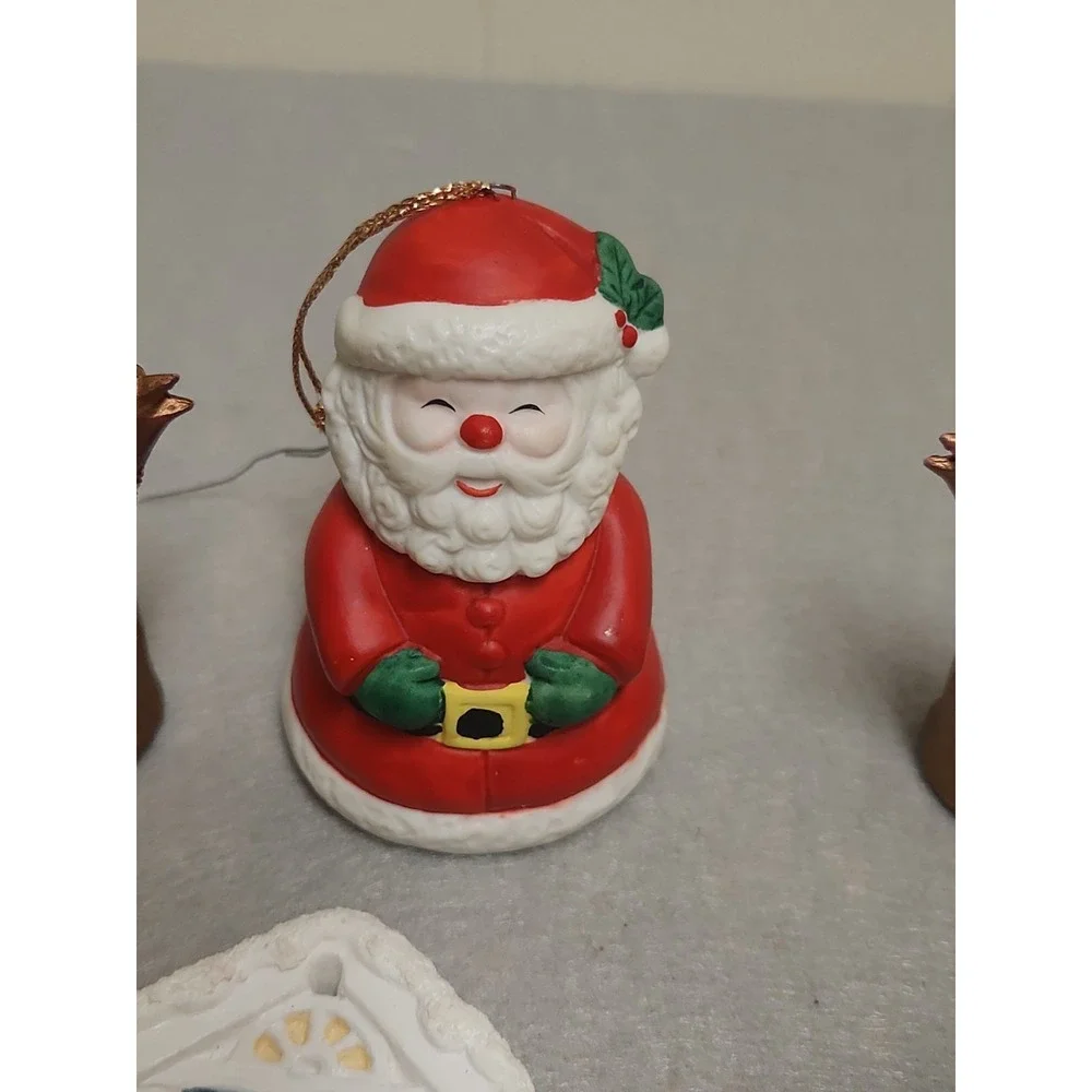Lot Of 7 Christmas Ornaments & Christmas Teddy Bear Figurine